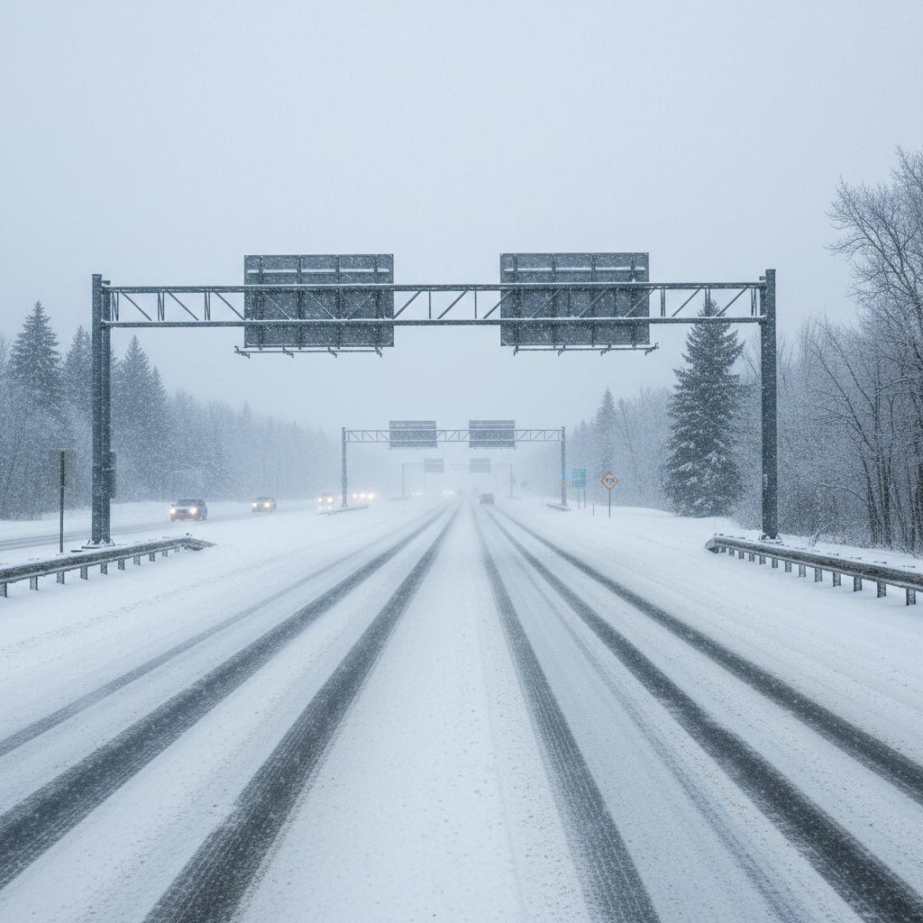 Highway 26 approaching Collingwood with Niagara Escarpment in the background