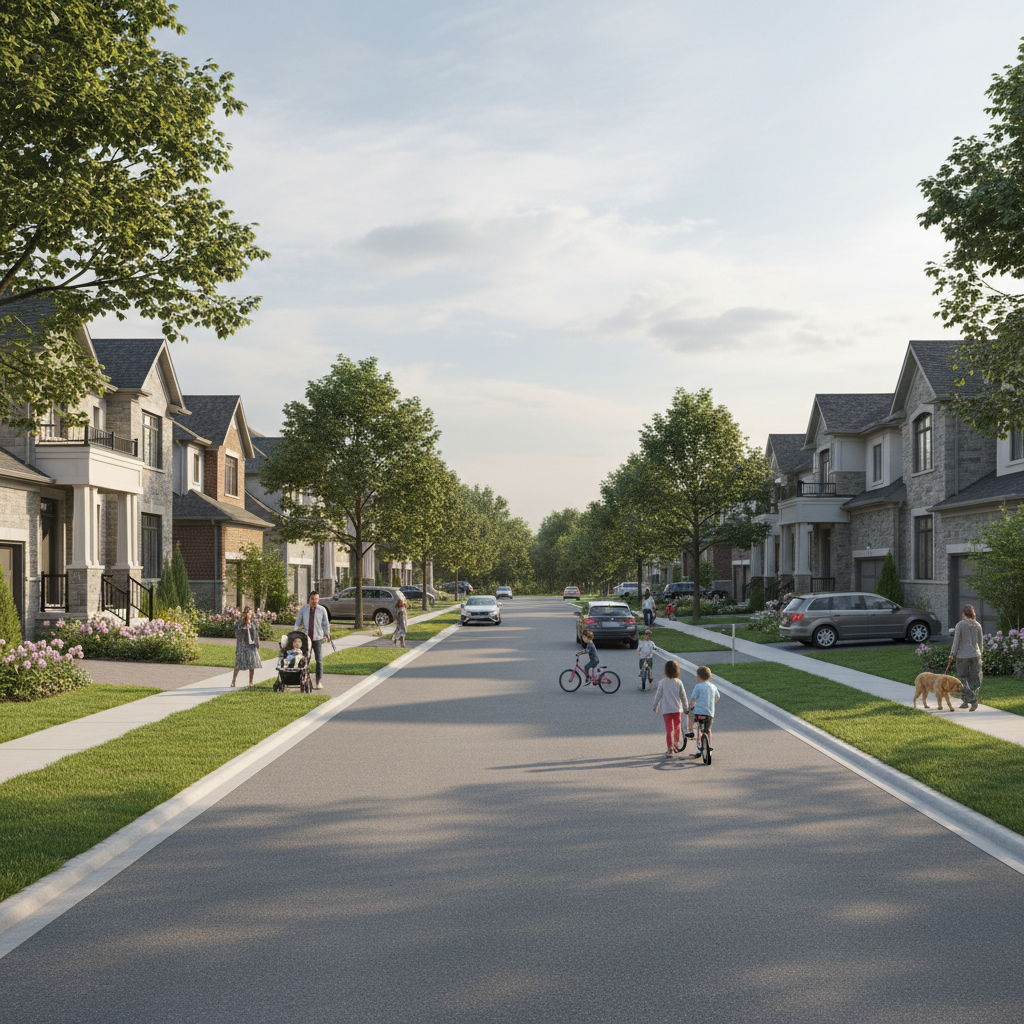 Newer residential homes in Collingwood's west end neighbourhood