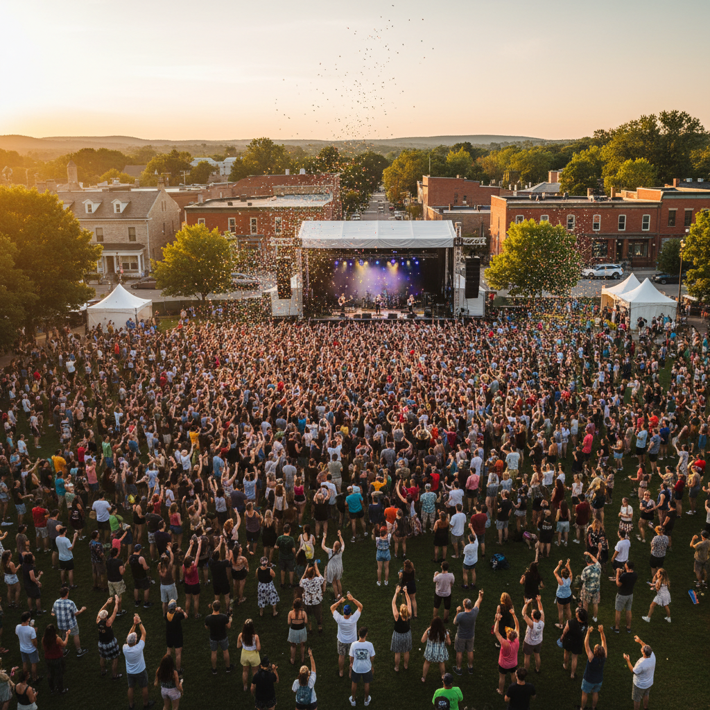 Crowd gathered on Hurontario Street during the Collingwood Elvis Festival